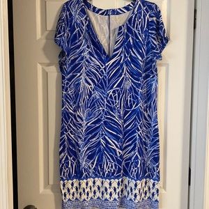 Lilly Pulitzer Blue Short Sleeve Dress Palm Toucan Parrot